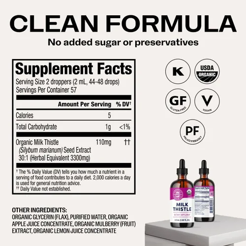 Vista 4 de Vimergy Cardo mariano - Apoya la función hepática* 57 0.1 fl oz (2 goteros o 44-48 gotas) porciones (110 mg de extracto por porción) para una
