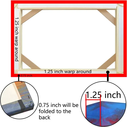 Vista 6 de Kit de marco de lienzo de madera DIY, barras de bastidor de madera sólida para pinturas al óleo, lienzo para impresiones, marco para póster