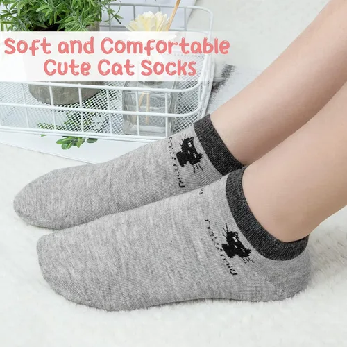 Vista 4 de Justay 5 Pairs Womens Cute Cat Socks Novelty Funny Cat Claw Socks Animal Fun Ankle Socks