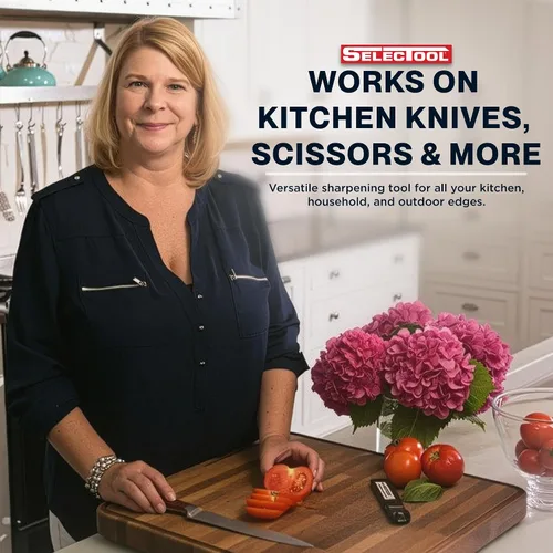 Vista 9 de Selectool Afilador de cuchillos multiherramienta para cuchillos de cocina con cuchillo de entrenamiento, cuchillo de bolsillo, herramientas