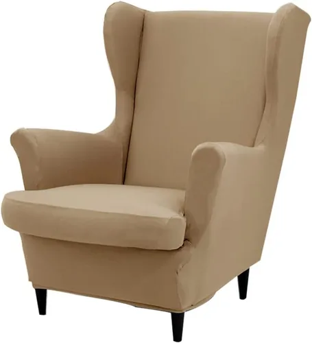 Vista 22 de Fundas para silla Wingback, 2 piezas, fundas elásticas para sillón de ala de color sólido con parte inferior elástica, protector de muebles