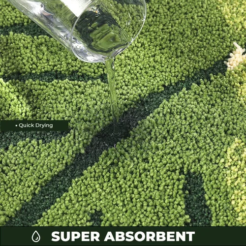 Vista 3 de Alfombra de baño de plantas súper absorbente, antideslizante, de microfibra suave, lavable a máquina, alfombra de felpa gruesa para ducha