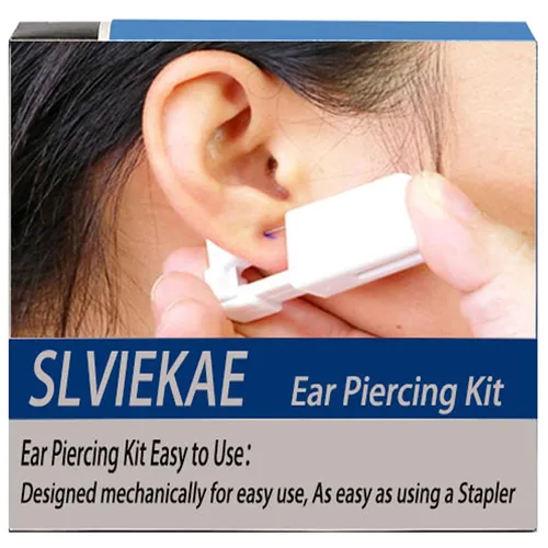 Vista 7 de Kit de piercings de oreja, kit de perforación de oreja sin dolor, kit de pistola de perforación de oreja fácil de usar con aretes de plata de 0.118