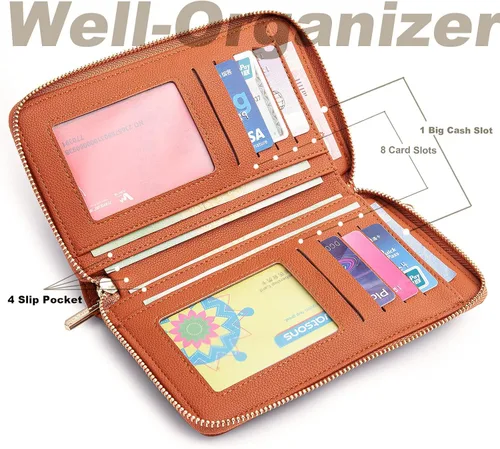 Vista 3 de Valentoria Bolso cruzado pequeño para teléfono celular, cartera de cuero para tarjetas de mano para mujer