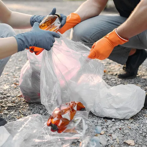 Vista 8 de Bolsas de basura resistentes de 45 galones, enormes 100 bolsas con lazos, bolsas de basura transparentes extragrandes para reciclaje. Bolsas