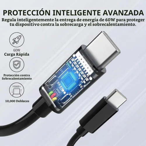 Vista 7 de Paquete de 3 cables de carga rápida USB C a USB C para cable cargador Negro 1x3ft+1x6ft+1x10ft-5A