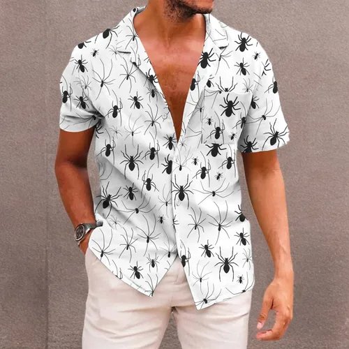 Vista 100 de KYKU - Camisa hawaiana funky para hombre, ropa tropical para vacaciones en Palm Beach