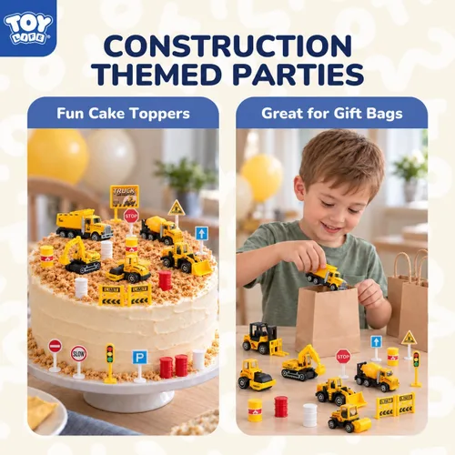Vista 5 de TOY Life - Juego de mini vehículos de construcción, 35 piezas de camiones 35 piezas de juguetes de construcción