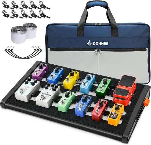 Vista 8 de Donner Estuche de Pedalera de Guitarra DB-2 Pedalera de Aluminio 20'' x 8'' con Bolsa