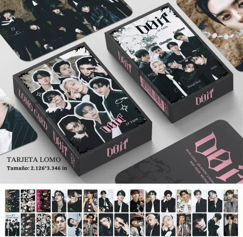 Vista 5 de 120 piezas de tarjetas fotográficas de Stray-Kids, tarjetas Lomo de Stray-Kids para colección (Beige)