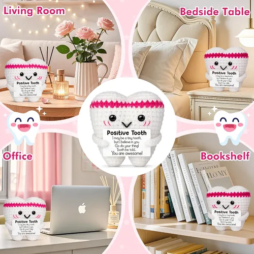Vista 9 de Regalo de dientes de ganchillo para el día del padre de parte de hija, hijo, esposa, regalo de jubilación positivo para enfermeras, adultos
