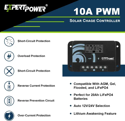 Vista 7 de ExpertPower Kit solar: panel flexible SunPower de 100 W, batería AGM SLA de 12 V 20 AH, controlador de 10 A y cables, bricolaje fuera de la red