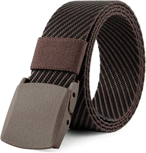 Vista 13 de JASGOOD Cinturón de hombre de lona de nailon transpirable, estilo militar táctico, con hebilla de plástico