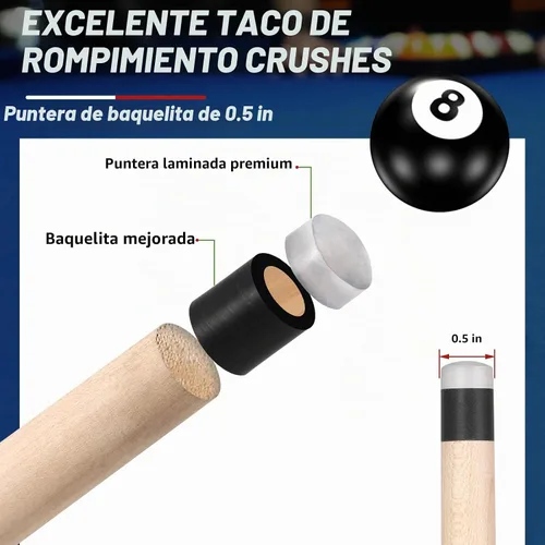 Vista 3 de IIQ Palo de billar 2 en 1 Jump Break, 23~25 oz, palo de billar Jump Break Heavy Hitter de 28 oz, 3 piezas, madera de arce canadiense