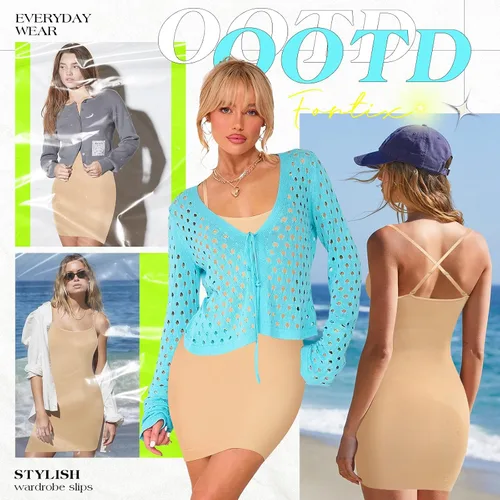 Vista 5 de Vestido de mujer para debajo de los vestidos, moldeador de abdomen, moldeador de cuerpo completo, sin costuras, tirantes delgados