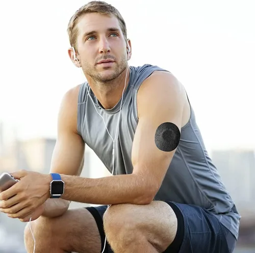Vista 7 de Cubiertas de sensor para Freestyle Libre, 30 parches adhesivos para sensor impermeables y a prueba de sudor, cinta de sobreparche para sensor CGM