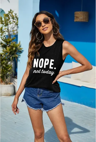 Vista 3 de Hount - Camisetas sin mangas para mujer, estilo básico e informal, holgadas, con gráficos, cómodas, para verano