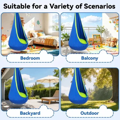 Vista 6 de Y- STOP Columpio de cápsula para niños, silla hamaca colgante sensorial para interiores con almohada inflable, asiento de columpio sensorial