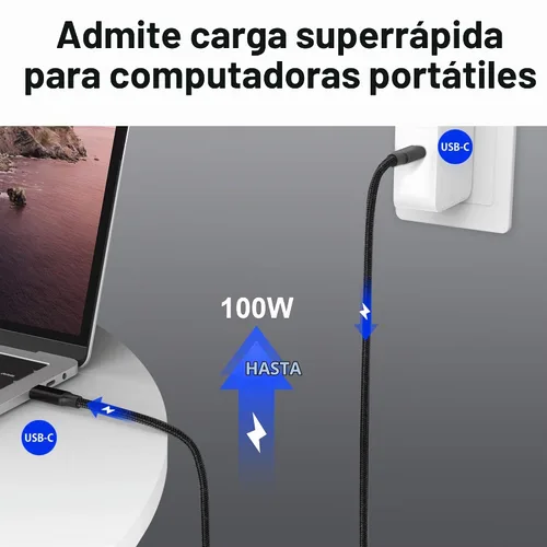 Vista 2 de Elfesoul - Cable USB C a USB C, cable USB-C 3.2 de 1.65 pies, 100 W, 4K UHD, 20 Gbps