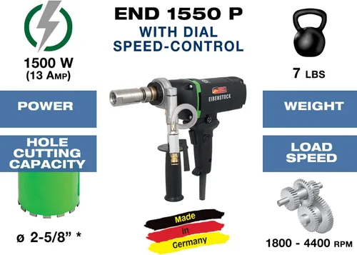 Vista 3 de CS Unitec END 1550 P - Taladro de núcleo de hormigón de capacidad de 2-5/8 pulgadas - Taladro de núcleo de diamante húmedo - para hormigón