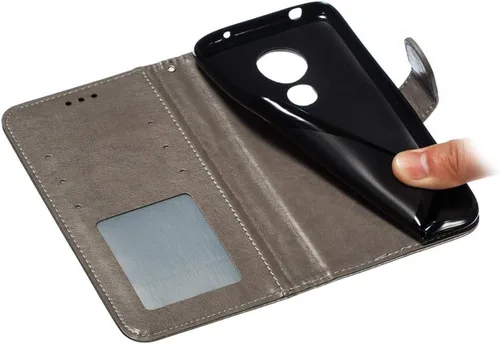 Vista 5 de LEECOCO - Funda para Moto G7 Power con diseño de mandala en relieve de piel sintética de lujo, cartera con tapa para cuaderno, soporte magnético ld