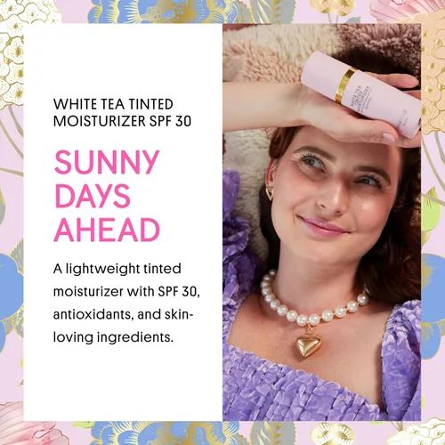 Vista 2 de Winky Lux Crema hidratante teñida de té blanco SPF 30 – Cobertura edificable con SPF facial, protector solar ligero para cara, acabado naturalmente
