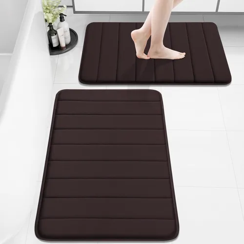 Vista 54 de Buganda Juego de 2 alfombras y tapetes de baño de espuma viscoelástica, lavables a máquina, suaves, antideslizantes, absorbentes, para baño, ducha