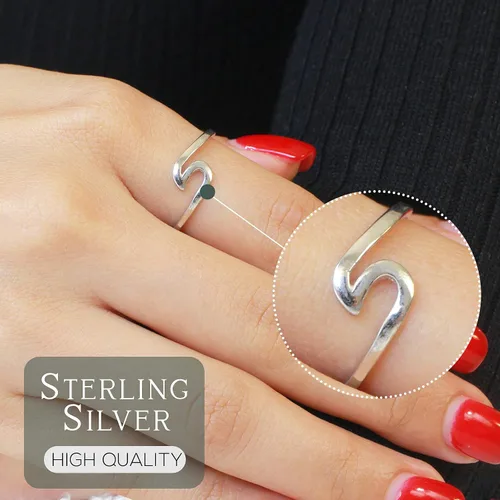 Vista 2 de CloseoutWarehouse Anillo de plata de ley 925 con diseño de ondas (tamaño 2-15, opciones de color)