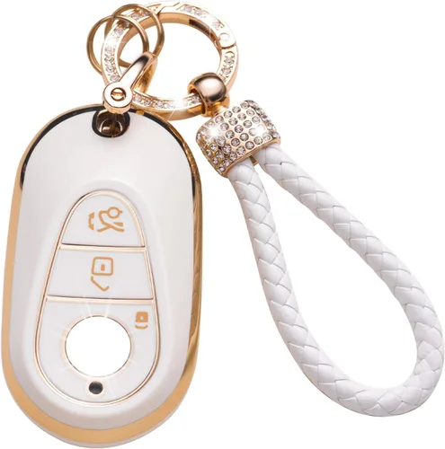 Vista 24 de Gematay Funda para llavero de Mercedes Benz con cordón, funda de TPU suave compatible con Mercedes Benz C E S M CLS CLK G Class Smart Key Holder