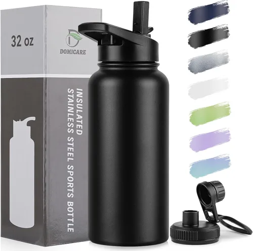 Vista 59 de DOMICARE Botella de agua para niños de 16 onzas para la escuela, de acero inoxidable, con aislamiento al vacío de doble pared, botella de agua