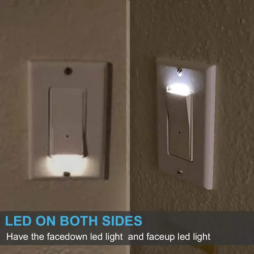 Vista 2 de SOZULAMP - Paquete de 10 interruptores de luz de pared de 3 vías con luz nocturna LED de 15 amperios 120/277 voltios, interruptor blanco basculante