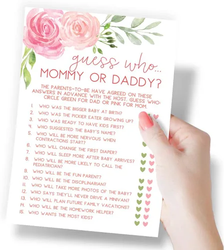 Vista 5 de Printed Party Juegos de baby shower para niñas: 5 juegos y actividades, tema floral Baby in Bloom, 50 invitados