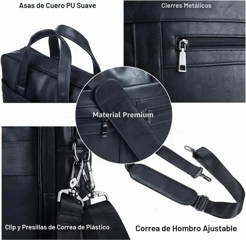 Vista 3 de seyfocnia Men's Leather Messenger Bag, Laptop Briefcase Business Satchel Computer