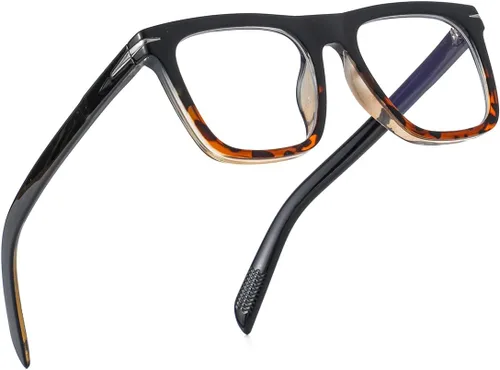 Vista 19 de Gafas de bloqueo de luz azul de moda con marco cuadrado para hombres y mujeres, gafas de computadora sin receta, 01 Negro