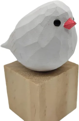 Vista 43 de Figura de pájaro de madera Azure Tit, tilo tallado a mano, marrón claro, decoración moderna para el hogar, regalo de pájaro