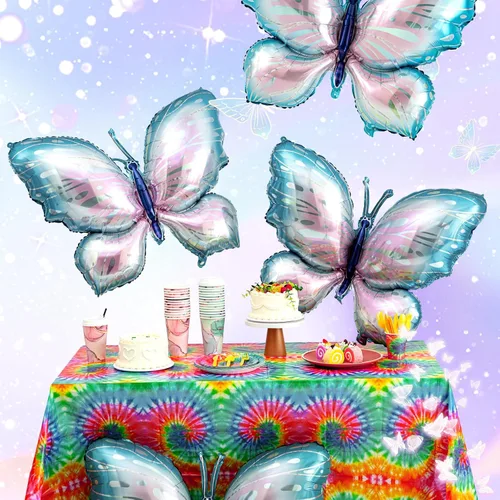 Vista 6 de Poen 12 globos de mariposa moradas de 40 pulgadas a granel, globos de mariposa de hadas para decoraciones temáticas de mariposas, bodas, cumpleaños