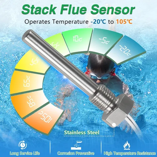 Vista 4 de El kit de reparación de calentador de piscina incluye sensor de combustión apilable, interruptor de límite alto y termistor de calentador compatible