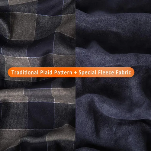 Vista 6 de Camisas de manga larga para hombre, térmicas acolchadas para el trabajo, camisas cálidas con forro acolchado de franela pesado a cuadros