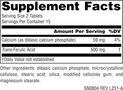 Vista 2 de Source Naturals Ácido Transferúlico 250 mg, 30 Tabletas