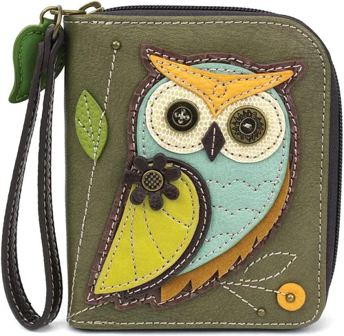 Vista 17 de Chala - Cartera con cremallera, para muñeca, 8 ranuras para tarjetas de crédito, piel sintética resistente Bluebird - Verde azulado