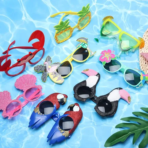 Vista 7 de Macarrie 48 piezas hawaianas Luau suministros para fiestas hawaianas Leis collares pulseras tropicales Luau fiesta gafas divertidas flores hawaianas