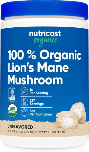 Vista 6 de Nutricost Polvo orgánico de hongo melena de león de 1 libra, certificado orgánico USDA