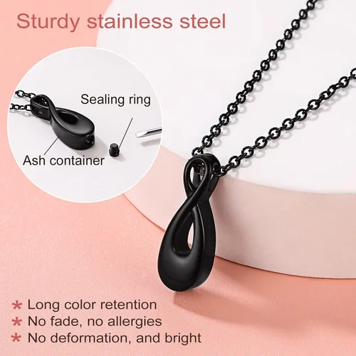 Vista 219 de FindChic Collares personalizados con urna para cenizas, barra vertical, gato, luna, reloj de arena, garra de perro, acero inoxidable, chapado en oro