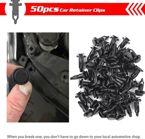 Vista 6 de OTUAYAUTO 50 clips de sujeción de parachoques para guardabarros, OEM # 52161-02020 clips automotrices de nailon tipo empuje de 0.316 pulgadas