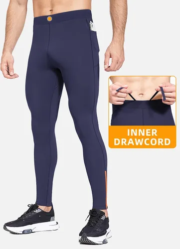 Vista 2 de BALEAF Mallas de forro polar para hombre, pantalones térmicos de ciclismo, resistentes al agua, con cremallera, bolsillos, para invierno, cálido