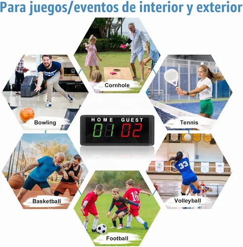 Vista 7 de Samshow LED Electronic Scoreboard Digital Score Keeper with Remote & Tripod, Basketball Scoreboard with Shot Clock & Timer & 12/24h Real Time for