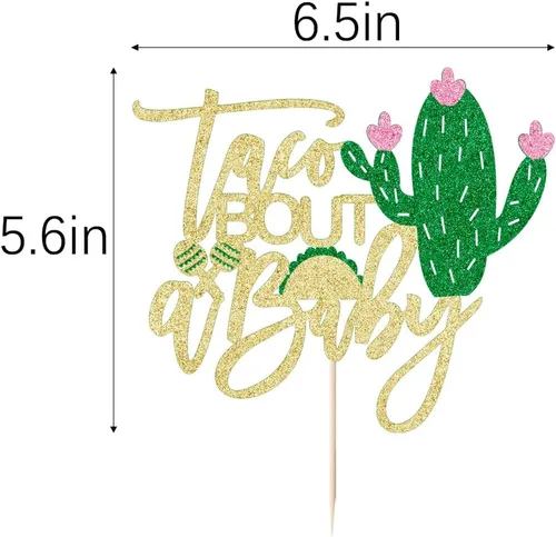 Vista 2 de Sleyberoy Taco Bout a Baby Cake Topper-Fiesta de cumpleaños temática mexicana 、 taco Bout a Baby Shower 、 revelación de género, papel para fiesta