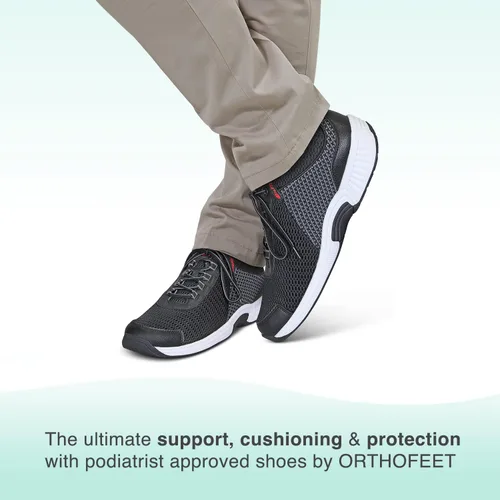 Vista 2 de Orthofeet Alivio del dolor de talón y pies probado. Anchos extendidos. Mejor fascitis plantar ortopédica diabética zapatos de caminar para hombre