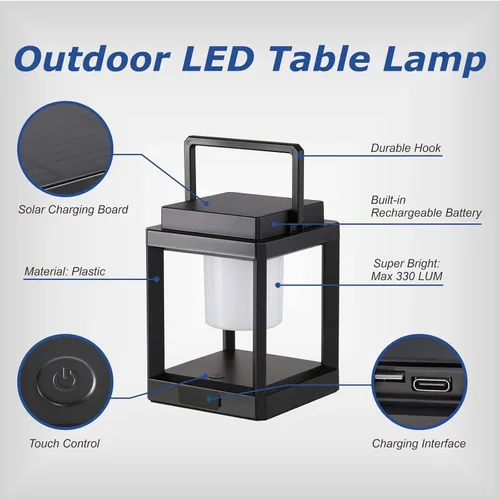 Vista 5 de Linterna Solar de Mesa para Exteriores: Luces LED Colgantes Portátiles - Luces Decorativas Impermeables para Patio y Camping