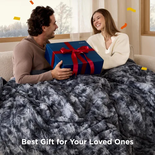 Vista 5 de Bedsure GentleSoft Manta Mullida de Sherpa - Manta de Forro Polar Cálida y Acogedora para Regalo de Mujer, Manta de Navidad de Felpa y Piel